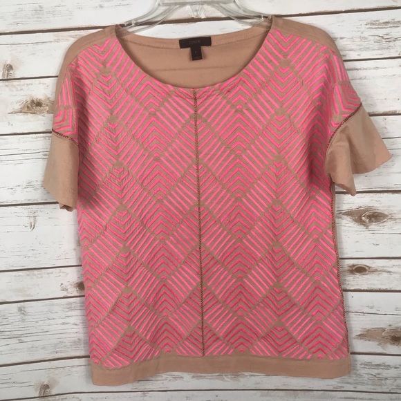 J CREW BLACK LABEL PINK CHEVRON EMBROIDERED SIZE S - Picture 2 of 4